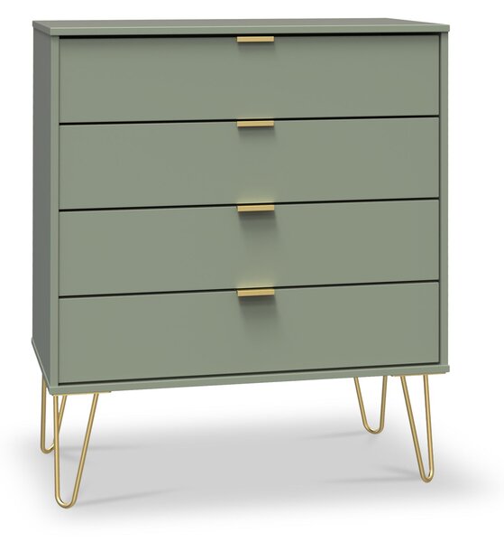 Moreno 4 Drawer Chest with Hairpin Legs | Olive Graphite | Roseland