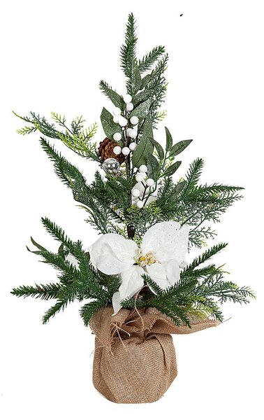 Christmas Tree Romimex White Brown Green Flowers 35 x 60 x 35 cm