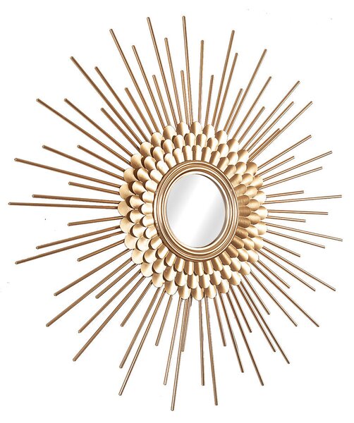 Wall mirror Romimex Golden Metal Sun 80 x 80 x 6 cm Circular