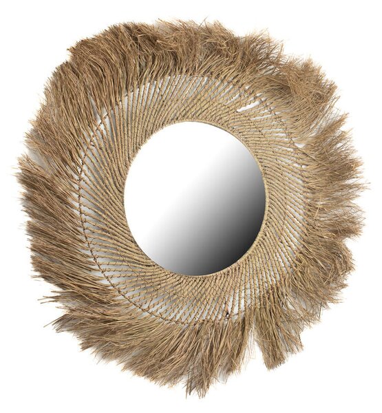 Wall mirror Romimex Natural Vegetable fibre 120 x 4 x 120 cm Circular