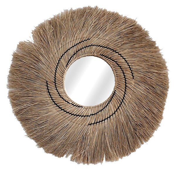 Wall mirror Romimex Natural Vegetable fibre 80 x 4 x 80 cm Circular