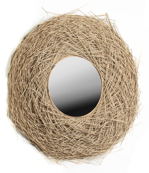 Wall mirror Romimex Nest Natural Rattan 80 x 20 x 80 cm Circular