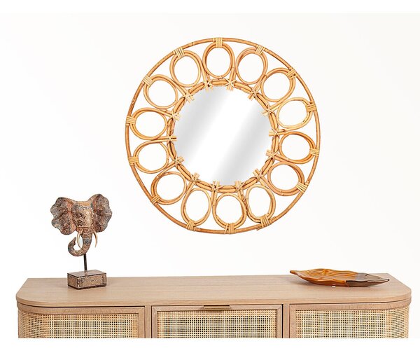 Wall mirror Romimex Natural Rattan 50 x 50 x 4 cm