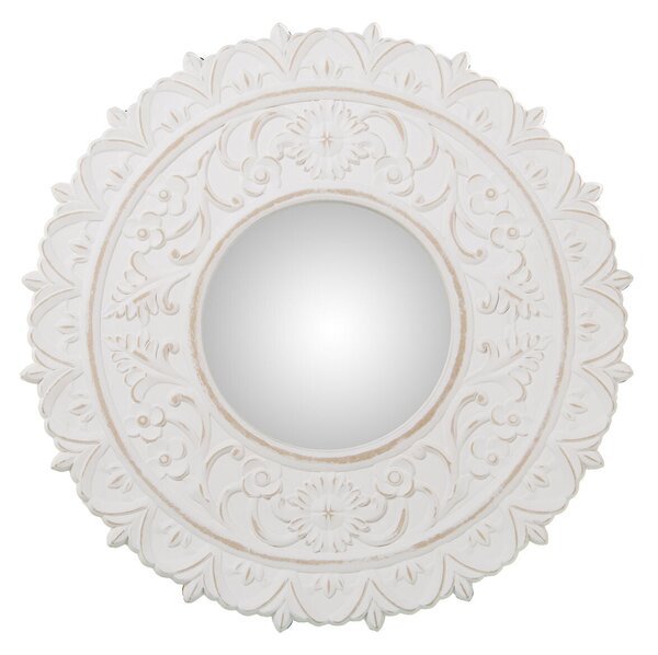 Wall mirror Alexandra House Living White Wood Worn 4 x 57 x 58 cm Circular