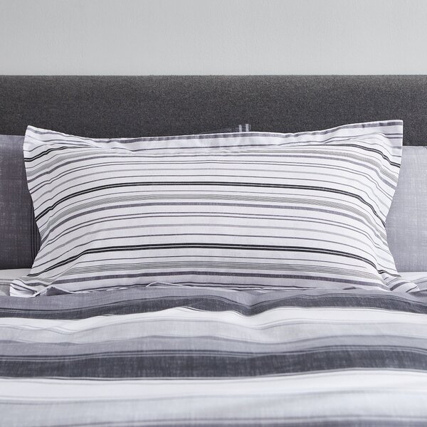 Ellis Grey Stripe Oxford Pillowcase Black