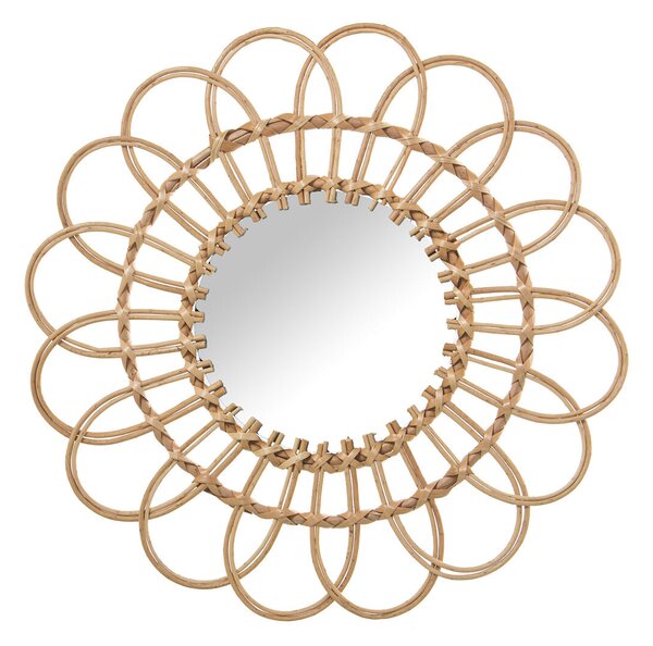 Wall mirror Alexandra House Living wicker Natural Fibre 2 x 42 x 42 cm Circular