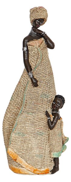 Decorative Figure Romimex Multicolour Resin African Woman Girl 16 x 38 x 12 cm