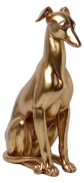 Decorative Figure Romimex Golden Resin Dog 20 x 30 x 10 cm