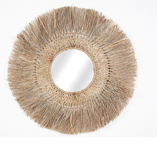 Wall mirror Romimex Natural Natural Fibre 85 x 85 x 3 cm Circular