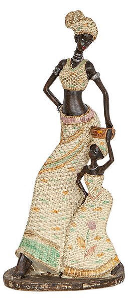 Decorative Figure Romimex Multicolour Resin African Woman Girl 18 x 38 x 14 cm