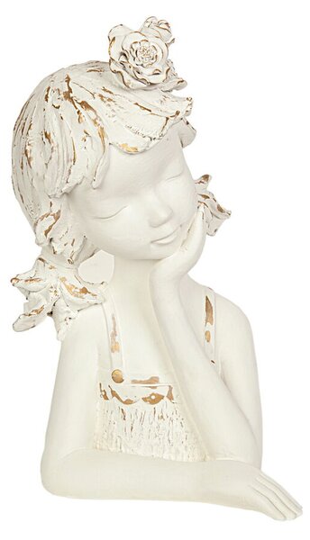 Bust Romimex White Resin Girl 17 x 29 x 16 cm