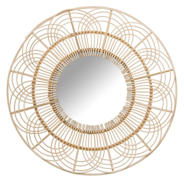 Wall mirror Alexandra House Living Rattan Natural Fibre 2 x 54 x 54 cm Circular