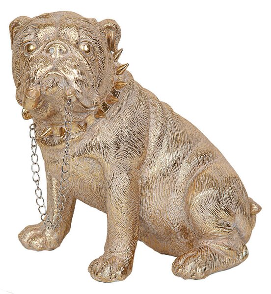 Decorative Figure Romimex Golden Resin Dog 28 x 26 x 19 cm