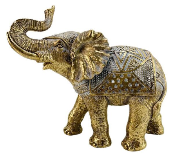 Decorative Figure Romimex Golden Resin Elephant 24 x 22 x 12 cm