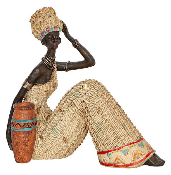 Decorative Figure Romimex Multicolour Resin African Woman Vase 20 x 20 x 11 cm