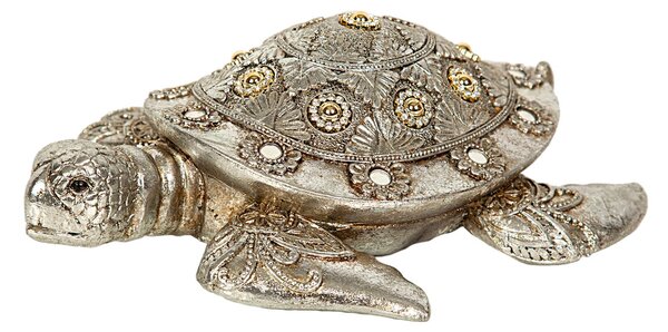 Decorative Figure Romimex Silver Resin Tortoise 25 x 8 x 21 cm