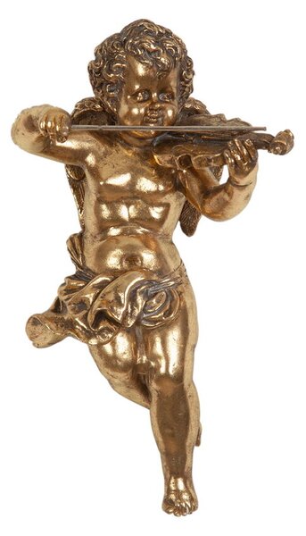 Decorative Figure Romimex Golden Resin Angel 12 x 25 x 12 cm