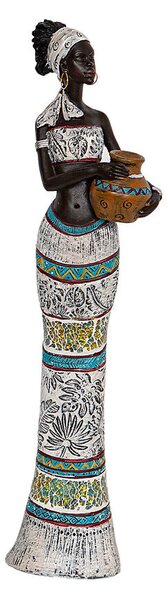 Decorative Figure Romimex Brown Resin African Woman Vase 11 x 41 x 7 cm