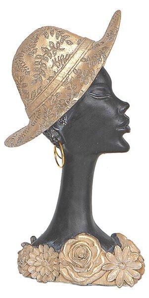 Bust Romimex Brown Resin Lady Hat 18 x 34 x 7 cm