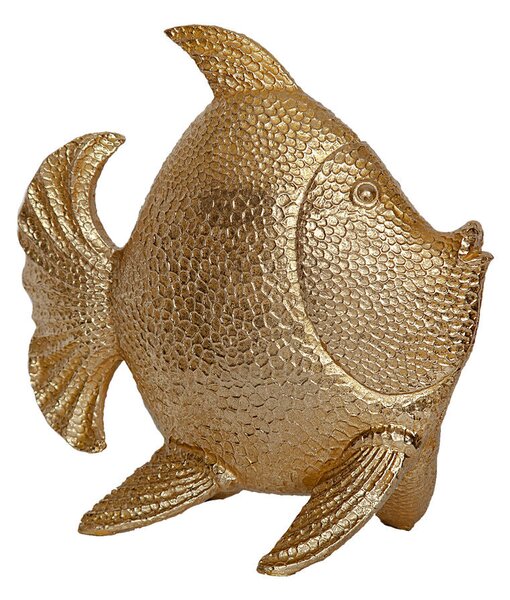 Decorative Figure Romimex Golden Resin Fish 36 x 34 x 17 cm