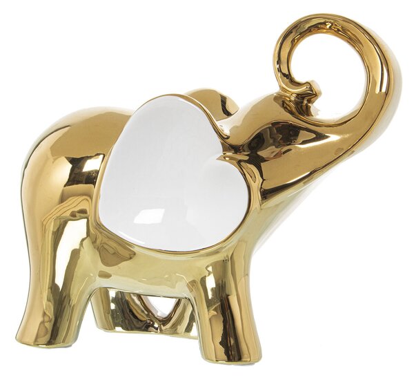 Decorative Figure Alexandra House Living White Ceramic Elephant Golden 12 x 25 x 22 cm