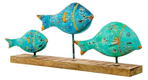 Decorative Figure Alexandra House Living Blue Iron Fish 72 x 10 x 28 cm