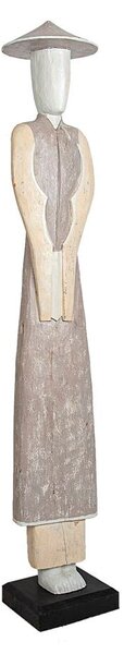 Decorative Figure Romimex Beige Wood Japanese 20 x 150 x 20 cm