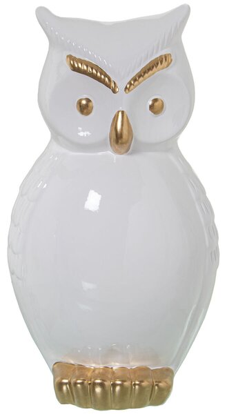 Decorative Figure Alexandra House Living White Golden Ceramic Owl 20 x 20 x 33 cm