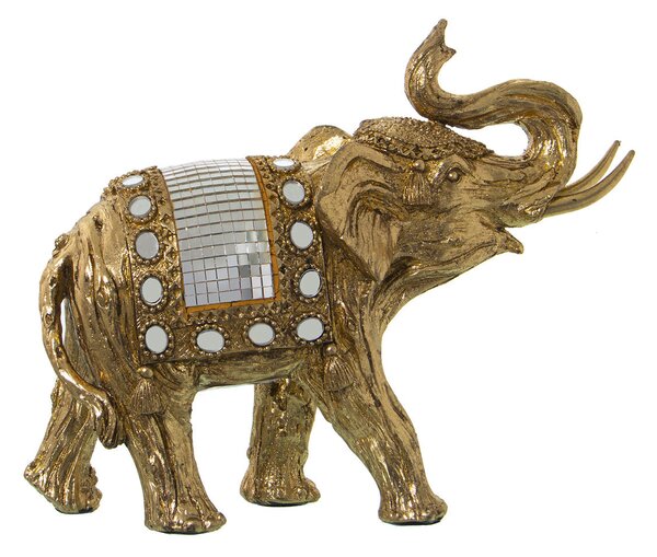 Decorative Figure Alexandra House Living Golden Plastic Elephant 11 x 23 x 19 cm