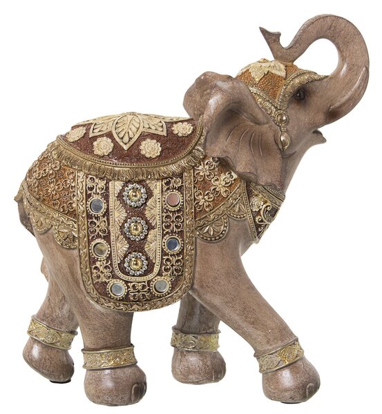 Decorative Figure Alexandra House Living Grey Golden Plastic Elephant 13 x 25 x 26 cm