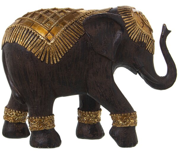 Decorative Figure Alexandra House Living Black Golden Plastic Elephant 9 x 18 x 18 cm