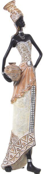 Decorative Figure Alexandra House Living White Golden Plastic African Woman 12 x 14 x 45 cm