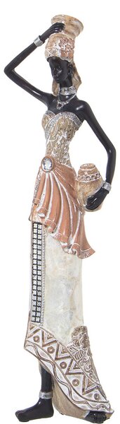 Decorative Figure Alexandra House Living White Golden Plastic African Woman 10 x 14 x 39 cm