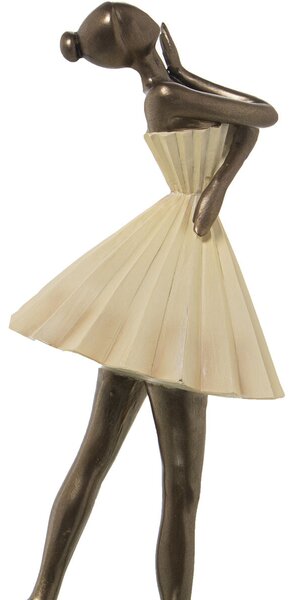 Decorative Figure Alexandra House Living Beige Golden Plastic Ballerina 13 x 17 x 30 cm