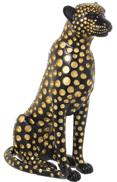 Decorative Figure Alexandra House Living Black Golden Plastic Leopard 33 x 39 x 45 cm