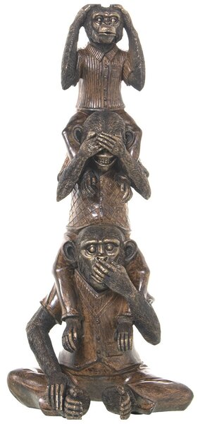 Decorative Figure Alexandra House Living Golden Plastic Monkeys 18 x 21 x 41 cm