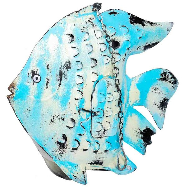 Decorative Figure Alexandra House Living Blue Mango wood Fish 8 x 46 x 62 cm