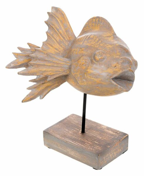 Decorative Figure Alexandra House Living Grey Dark brown Wood Iron Fish 31 x 24 x 30 cm