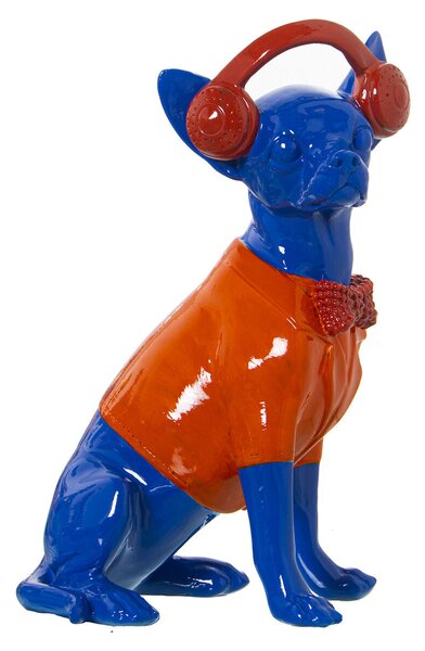 Decorative Figure Alexandra House Living Blue Orange Plastic Dog Headphones 14 x 26 x 18 cm