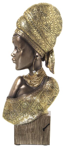 Bust Alexandra House Living Golden Plastic African Woman 11 x 19 x 41 cm