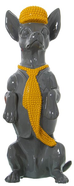 Decorative Figure Alexandra House Living Yellow Grey Plastic Dog Tie 12 x 16 x 30 cm