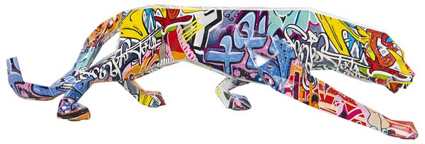 Decorative Figure Alexandra House Living Multicolour Plastic Panther Graffiti 14 x 46 x 16 cm