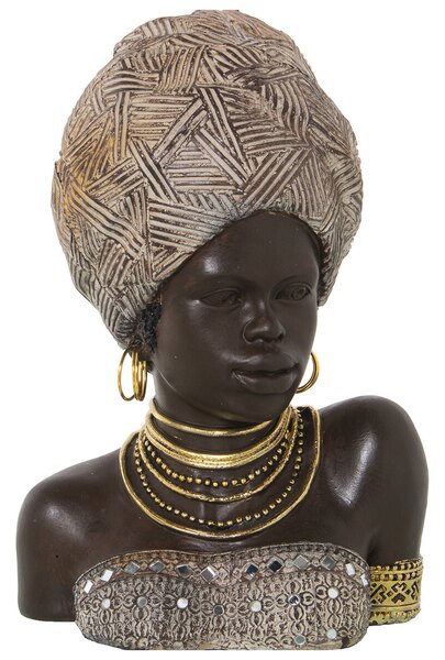 Bust Alexandra House Living Beige Plastic African Woman 25 x 21 x 35 cm