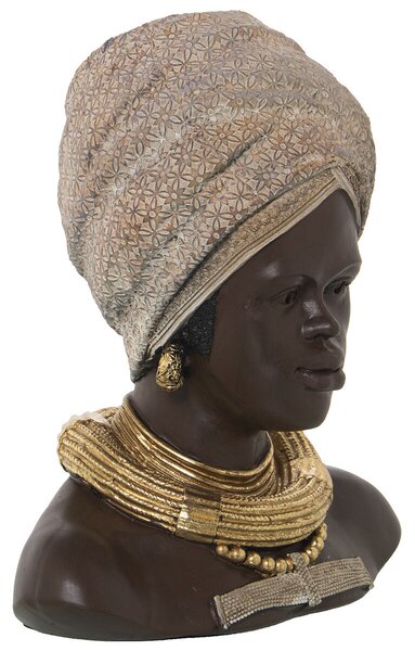 Bust Alexandra House Living Beige Plastic African Woman 21 x 29 x 34 cm