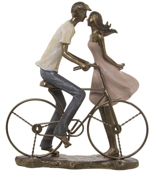 Decorative Figure Alexandra House Living Plastic Golden Bicycle Pair 14 x 27 x 31 cm