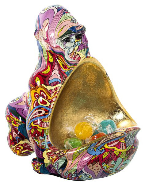 Decorative Figure Alexandra House Living Multicolour Plastic Gorilla Graffiti 18 x 21 x 23 cm Bowl