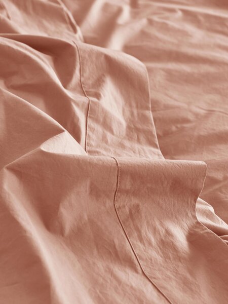 Blush Pink Washed Cotton Percale Flat Sheet | Single | Piglet in Bed