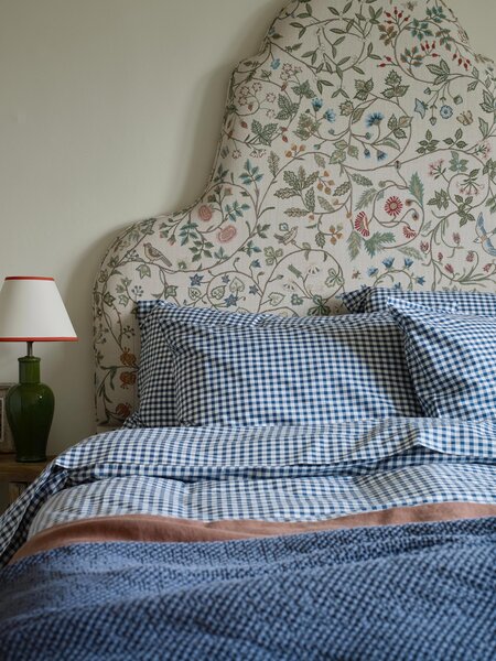 Indigo Small Gingham Cotton Pillowcases (Pair) | Super King | Piglet in Bed