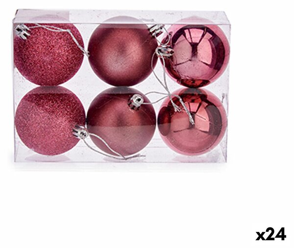 Set of Christmas balls Pink PVC Ø 8 cm (24 Units)