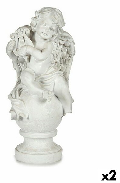 Decorative Figure Angel White 22 x 22 x 48 cm (2 Units)